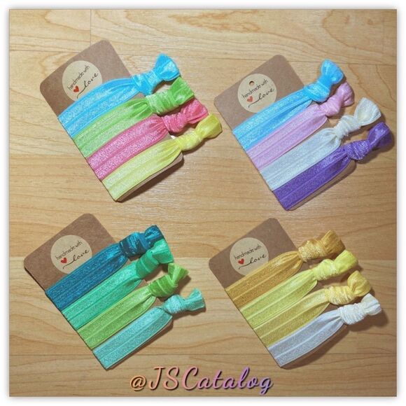 🌸 Handmade Green Ombré No-Crease Hair Ties 4-Pack - Picture 2 of 2